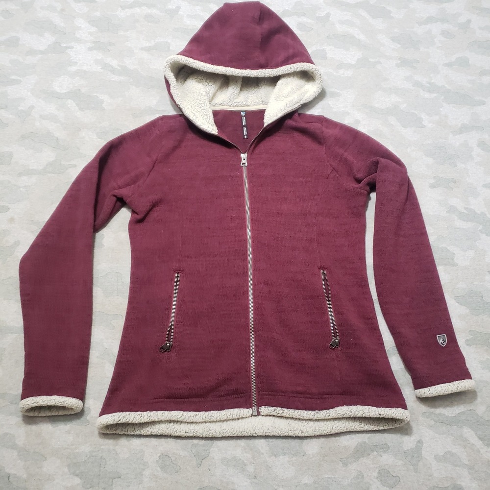 KUHL Sweatshirt Women Small Red Fleece Sherpa Lined Full Zip Outdoors Utility